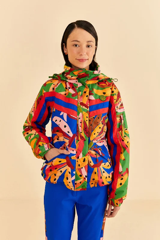 eco-friendly women's coatsBlue Colorful Bananas Ski Jacket