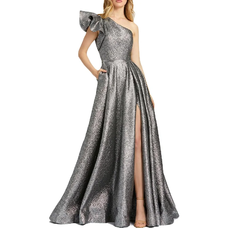 Chic DressMac Duggal Womens Metallic One Shoulder Evening Dress