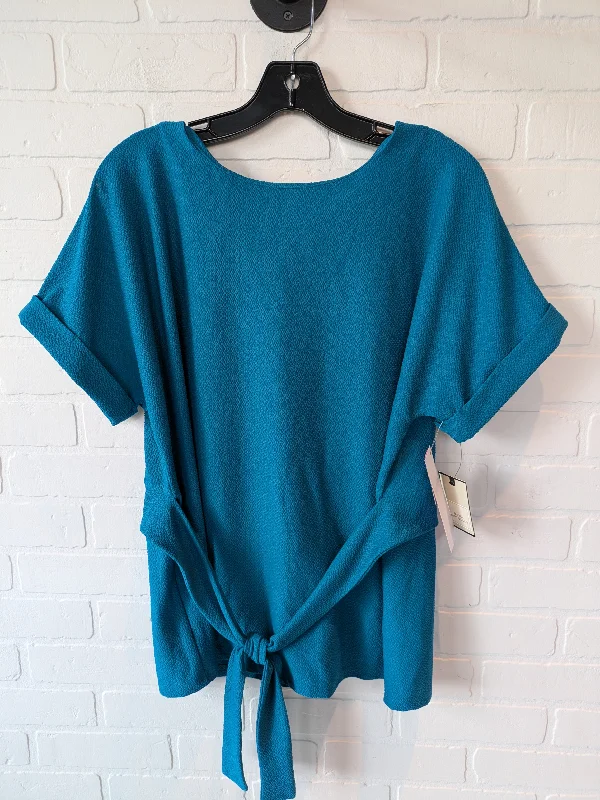 women's tops for those who appreciate subtle and muted tonesTop Short Sleeve By Dana Buchman In Blue, Size: L