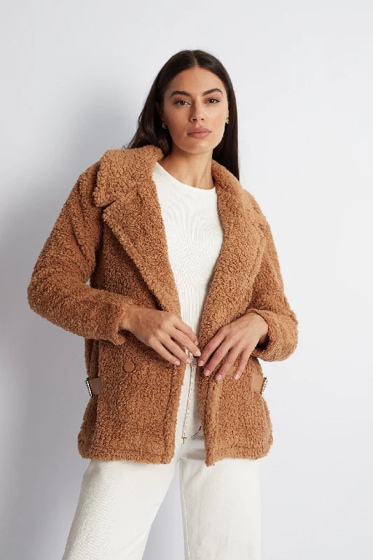 women's coats for winter sports enthusiastsGrizelda Teddy Jacket - Tan