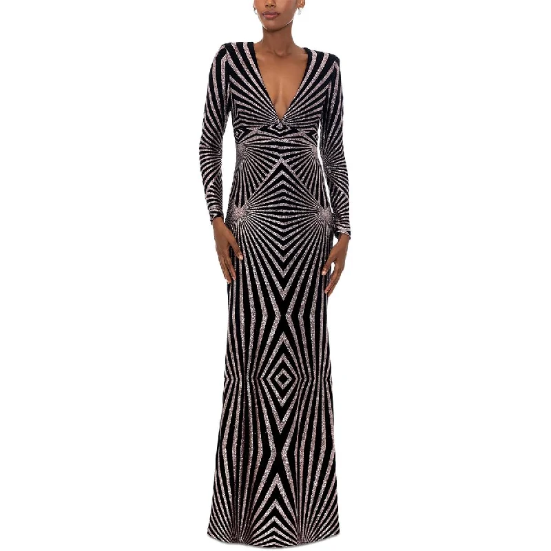 Cheetah Print DressBetsy & Adam Womens Glitter Padded Shoulder Evening Dress