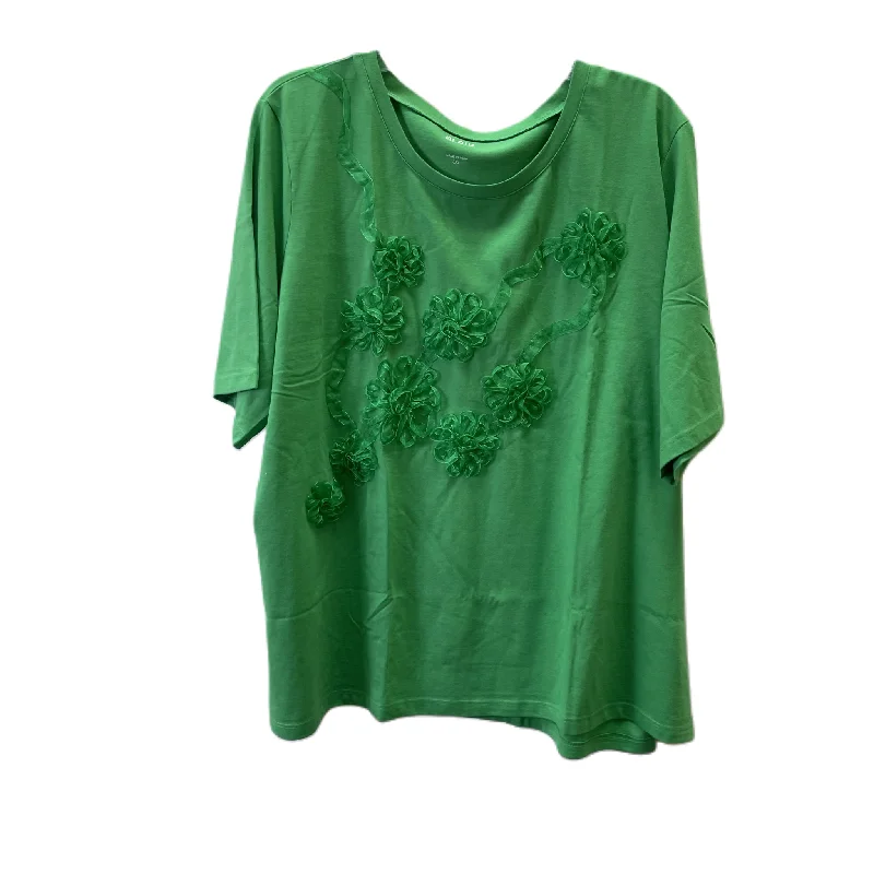 cropped women's topsTop Short Sleeve By Blair In Green, Size: 3x