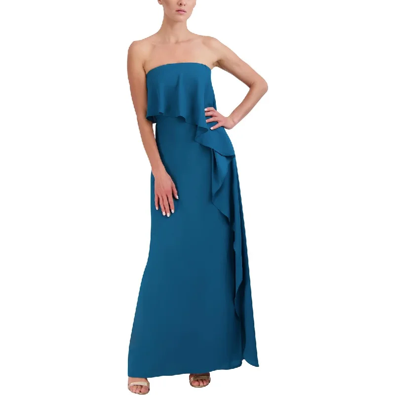 Custom DressBCBGMAXAZRIA Womens Strapless Cascade Ruffle Evening Dress