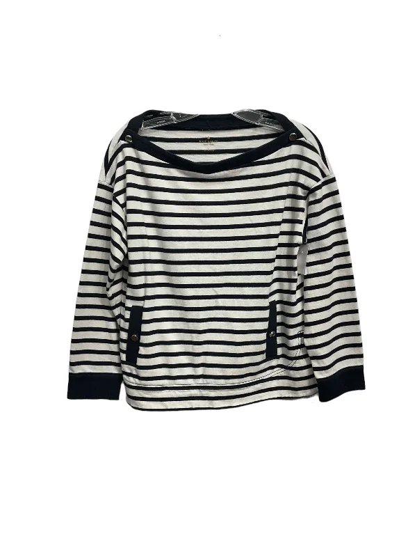 women's tops with sheer overlaysTop Long Sleeve By Kate Spade In Striped Pattern, Size: L