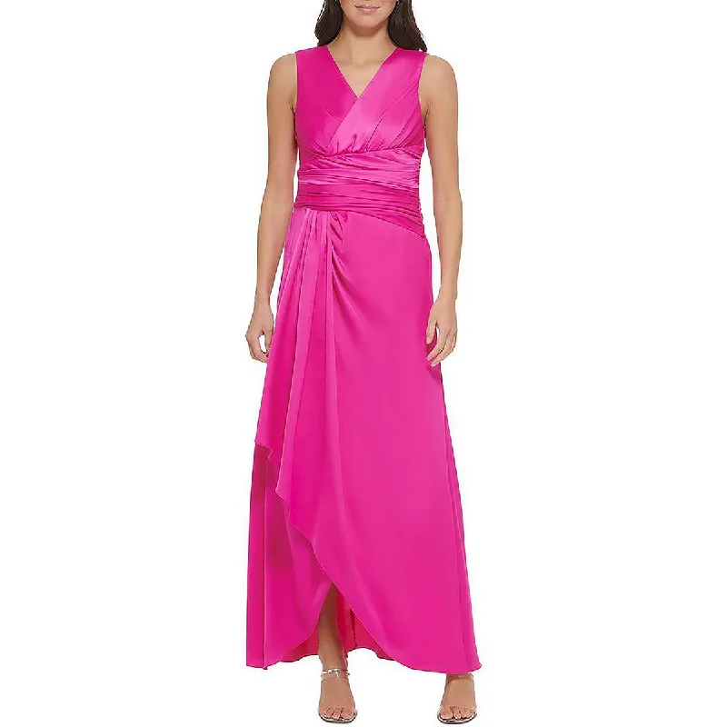 women's ball gown dressesDKNY Womens Satin Ruched Evening Dress