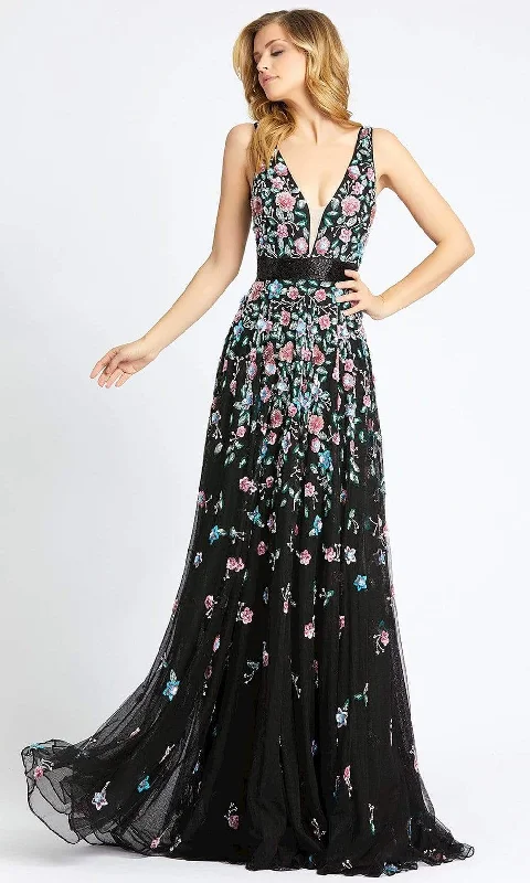 Asymmetric DressMac Duggal Evening - 4983D Floral Sleeveless A-Line Dress