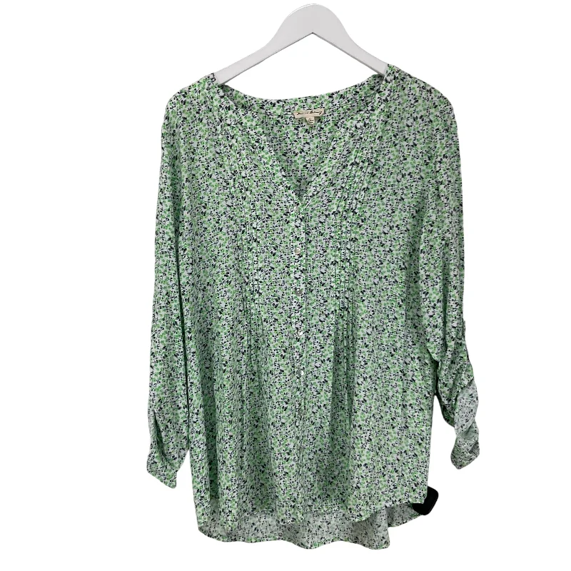 women's tops with flutter sleevesTop Long Sleeve By Jane And Delancey In Green, Size: Xl