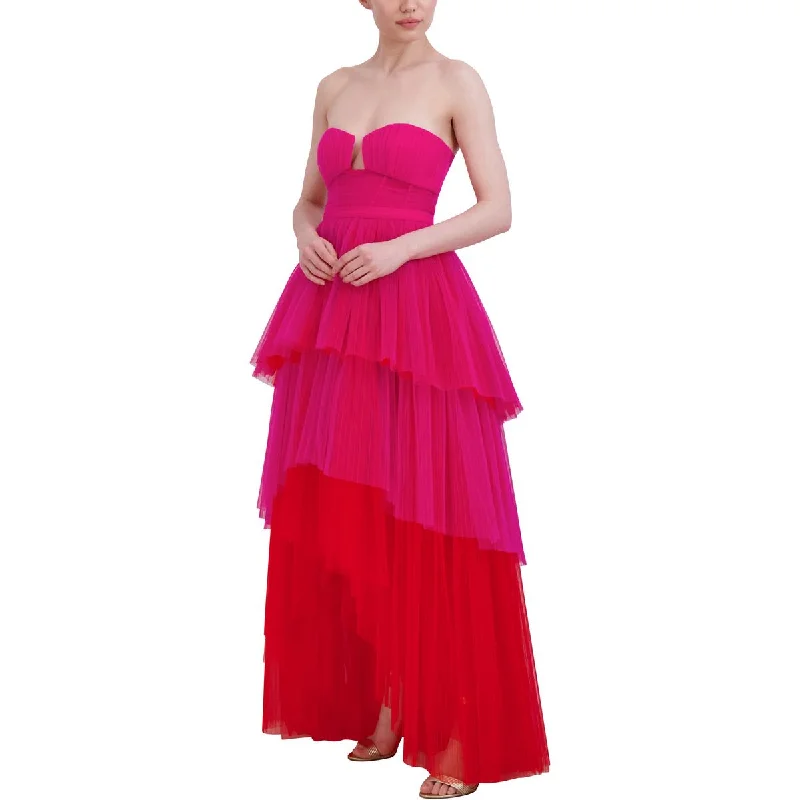 women's neon dressesBCBGMAXAZRIA Womens Tulle Long Evening Dress