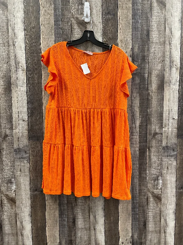 women's tops for those who prefer classic over trendy stylesTunic Short Sleeve By Ces Femme In Orange, Size: L