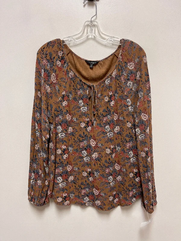 women's tops for smart casual looksTop Long Sleeve By Lucky Brand In Brown, Size: M