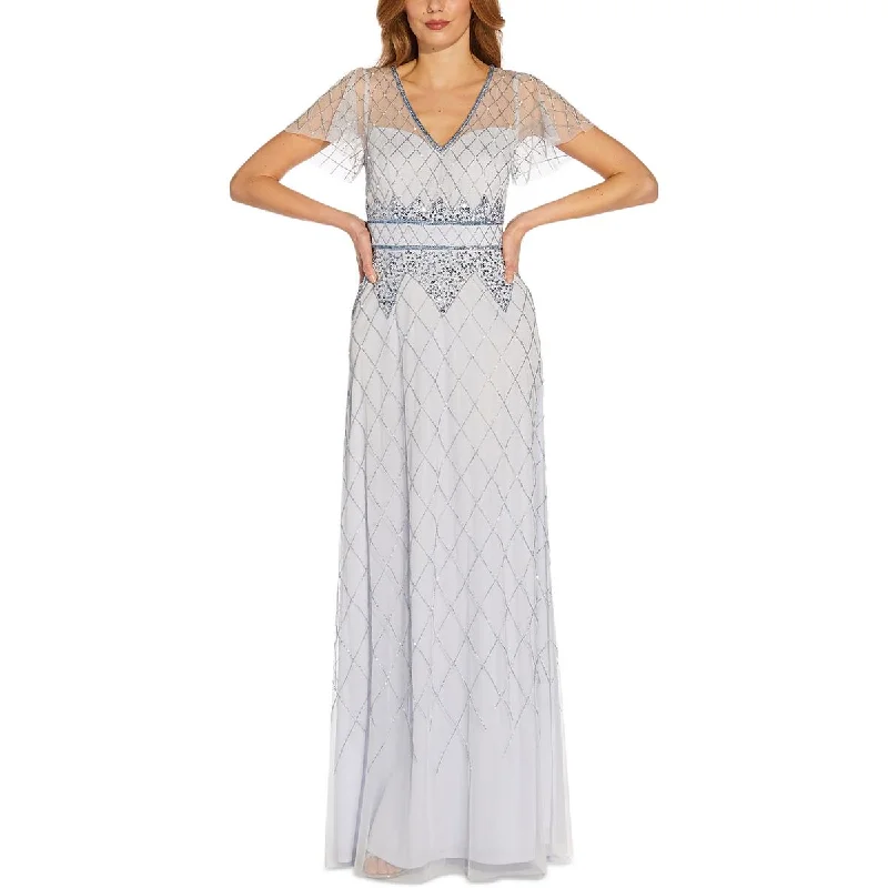 women's bridesmaid dressesPapell Studio by Adrianna Papell Womens Beaded V-Neck Evening Dress