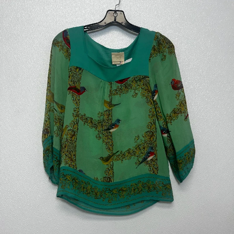 women's tops for those who want to show off their figure in a flattering wayTop Long Sleeve By Anthropologie In Green, Size: 0