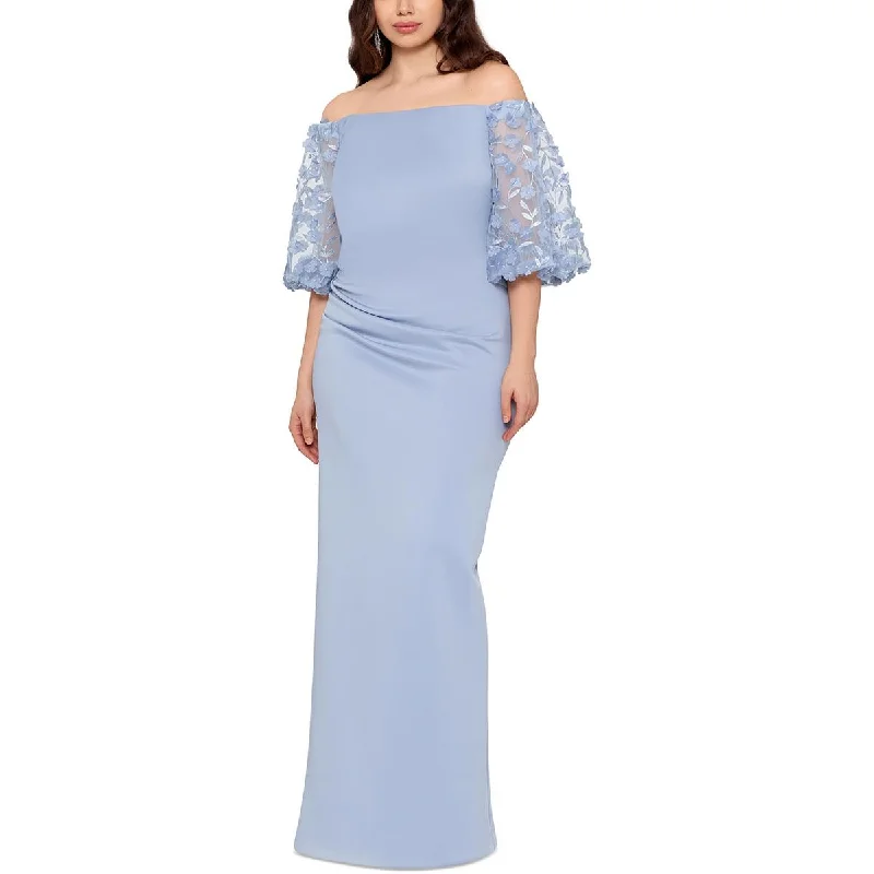 women's pastel dressesXscape Womens Plus Knit Off-The-Shoulder Evening Dress