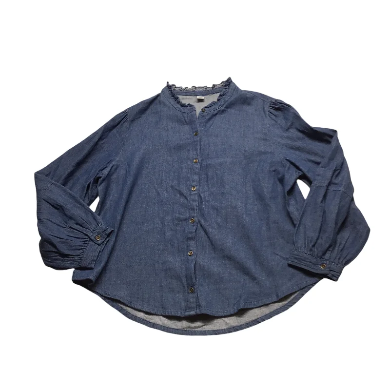 women's tops for picnics in the parkTop Long Sleeve By Old Navy In Blue Denim, Size: L