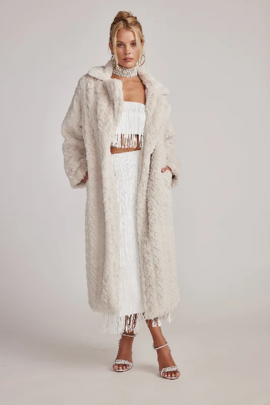 women's coats with zippersSasha Cream Floor Length Coat