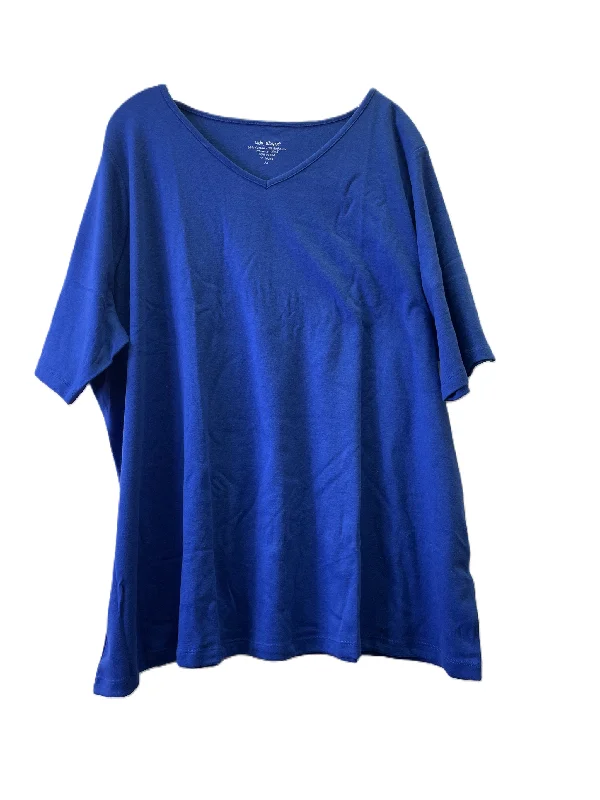 women's tops with asymmetrical designsTop Short Sleeve Basic By VICKI WAYNE In Blue, Size: 3x