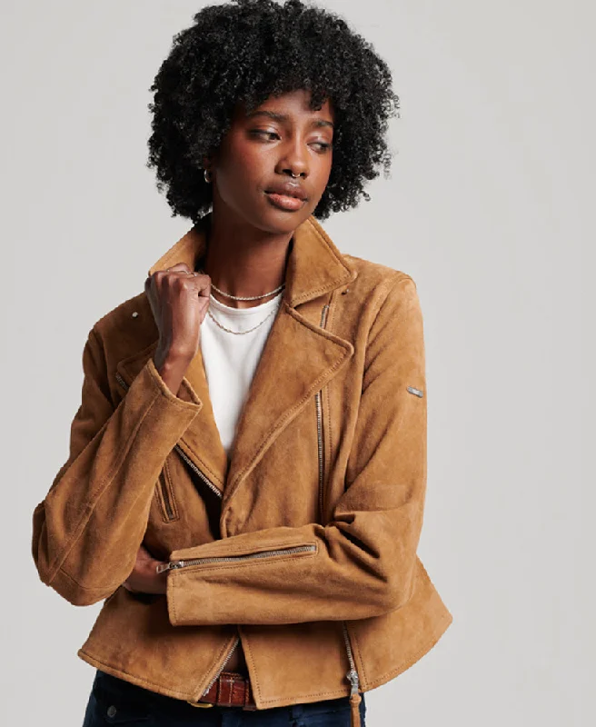 women's coats for relaxed weekendsSuede Biker Jacket | Tobacco Brown