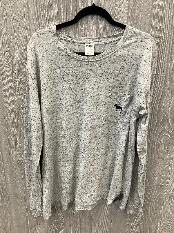 women's tops for cozy nights inTop Long Sleeve By Pink In Grey, Size: L