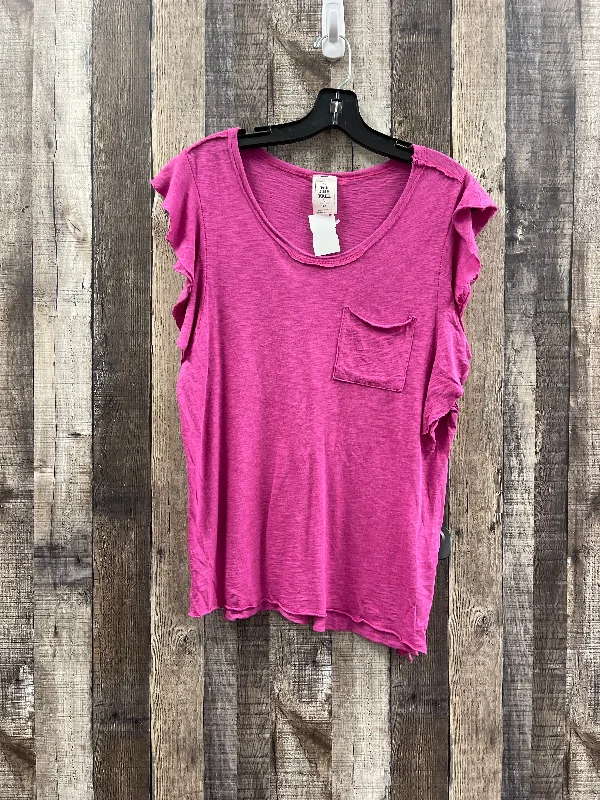 women's tops with asymmetrical designsTop Short Sleeve By We The Free In Pink, Size: S