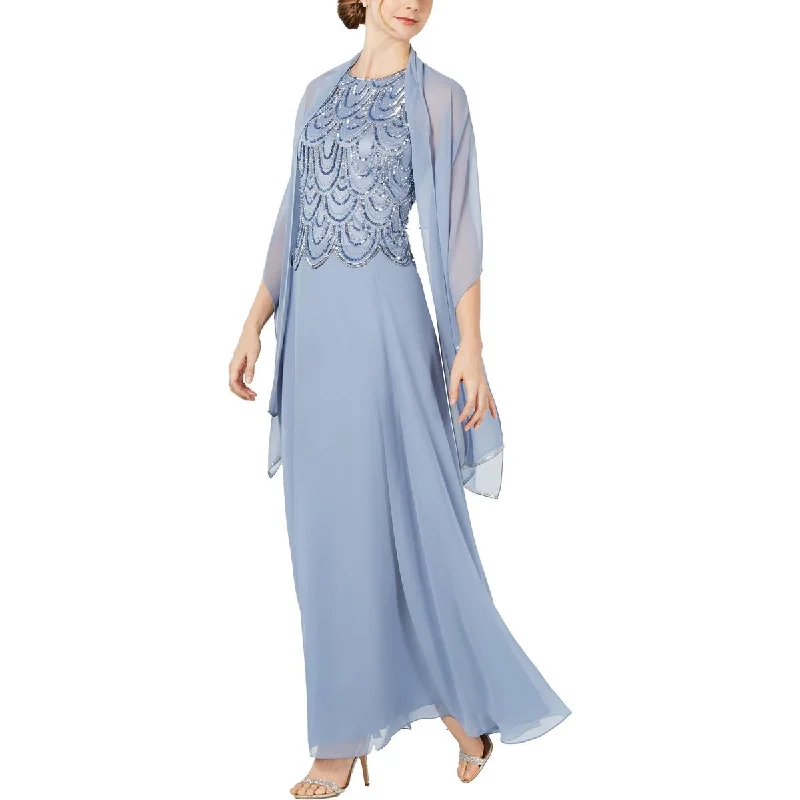 Solid Color DressJKara Womens Embellished Popover Evening Dress