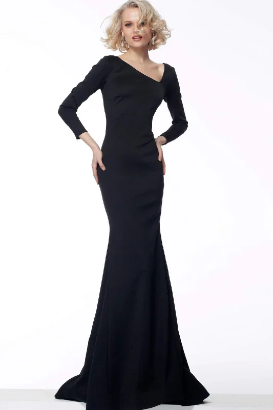 Bridesmaid DressJovani - 68663SC Long Sleeve Asymmetrical Neckline Evening Dress