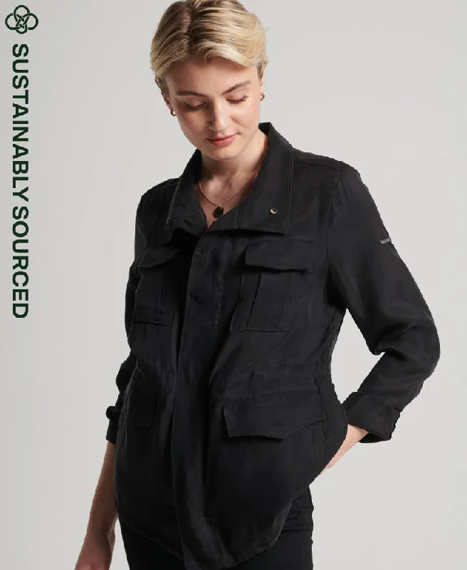 women's coats for pear-shaped bodiesStudios Cupro M65 Jacket | Black