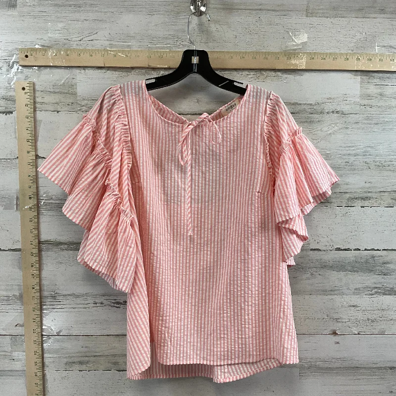 women's tops with asymmetrical designsTop Short Sleeve By Umgee In Peach, Size: S