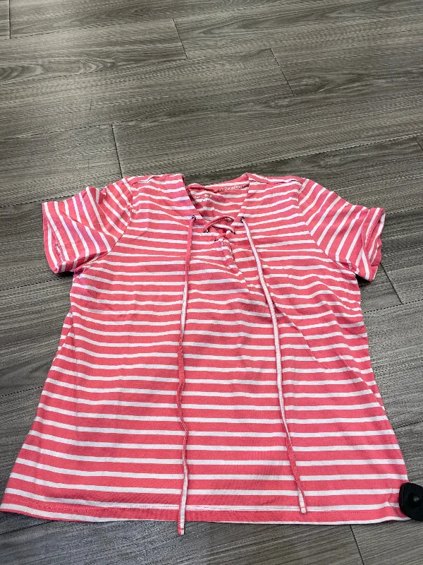 women's tops for picnics in the parkTop Short Sleeve By Studio Works In Striped Pattern, Size: L