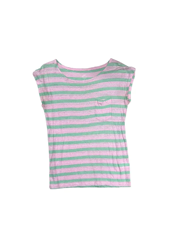 women's tops with bell sleevesTop Short Sleeve By J. Crew In Striped Pattern, Size: S