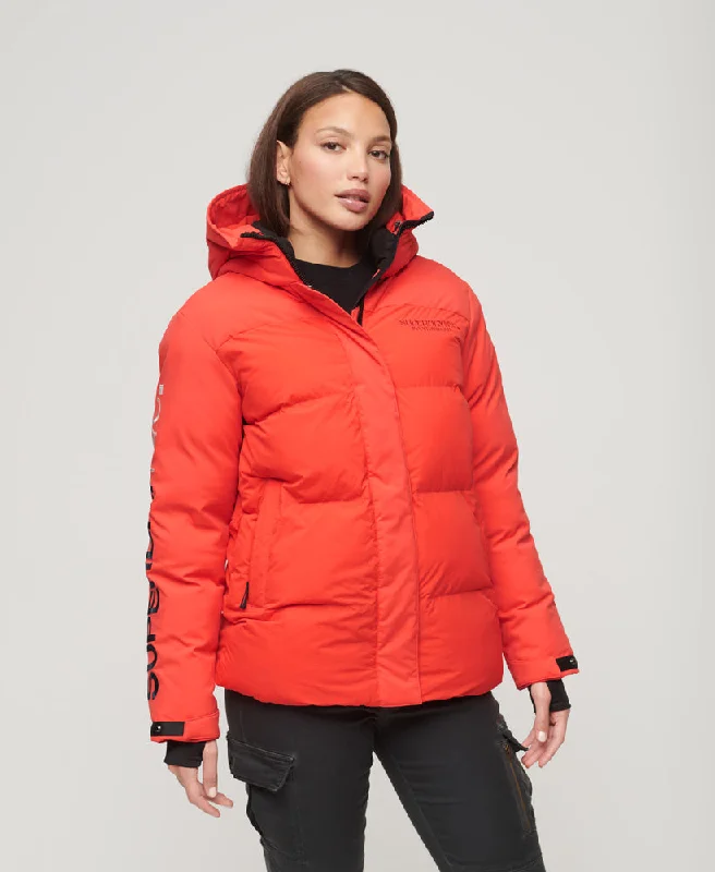 women's coats with liningHooded City Padded Wind Parka Jacket | Sunset Red