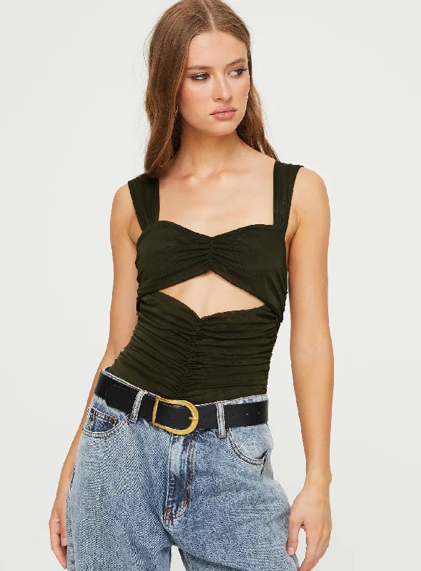 women's tops for relaxed weekendsKalmia Bodysuit Olive Green