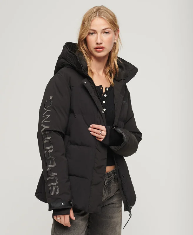 women's bomber jackets and coatsHooded City Padded Wind Parka Jacket | Black