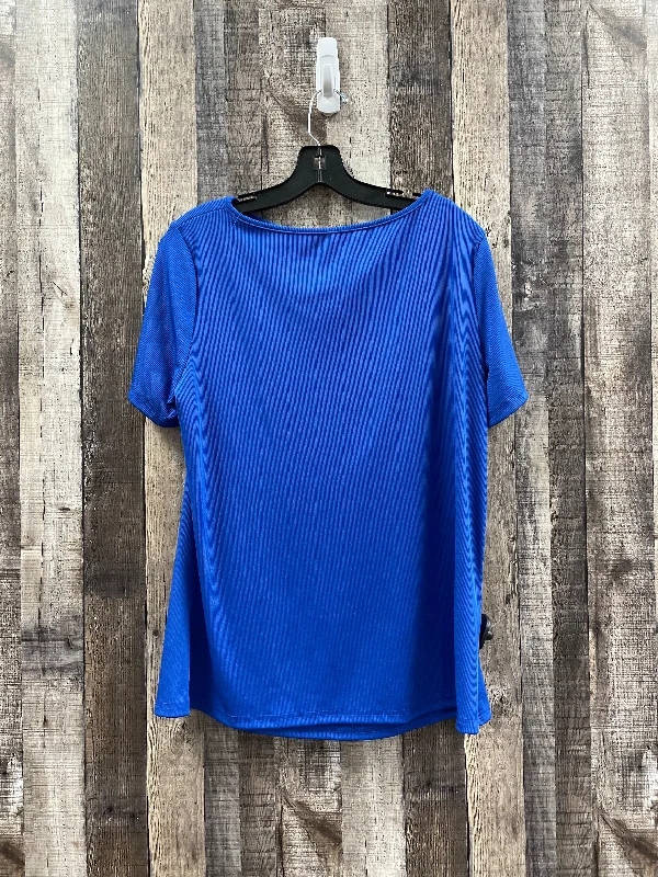 women's tops for mixing and matching with different bottomsTop Short Sleeve By Cmf In Blue, Size: 3x