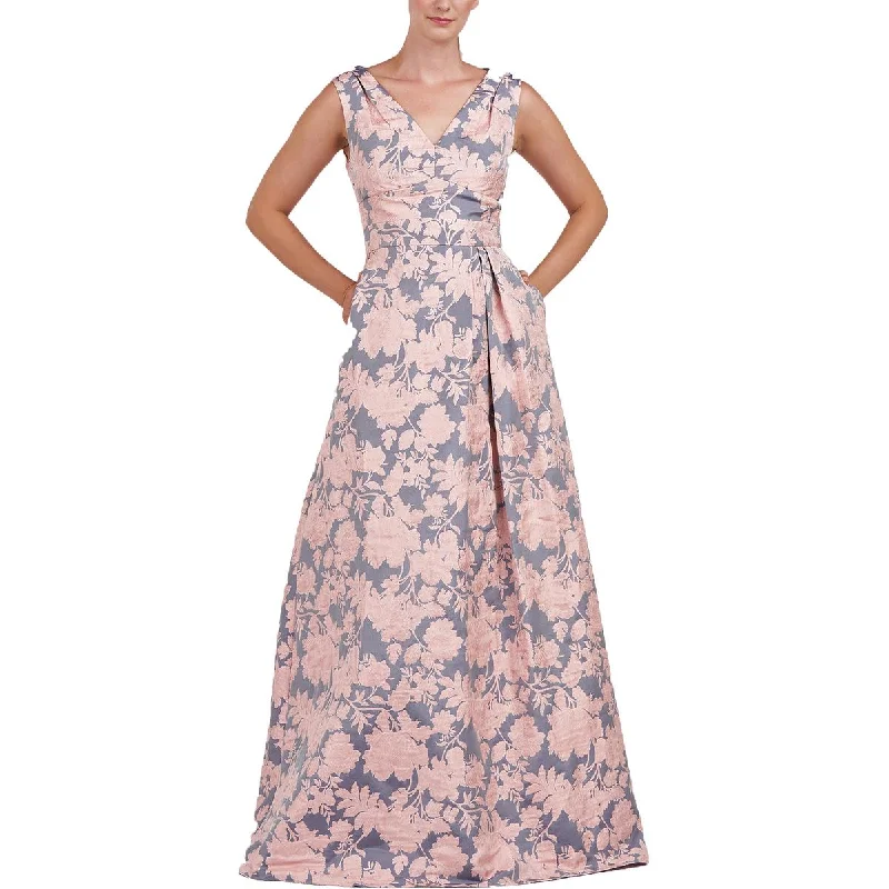 women's breathable dressesKay Unger New York Womens Floral Long Evening Dress