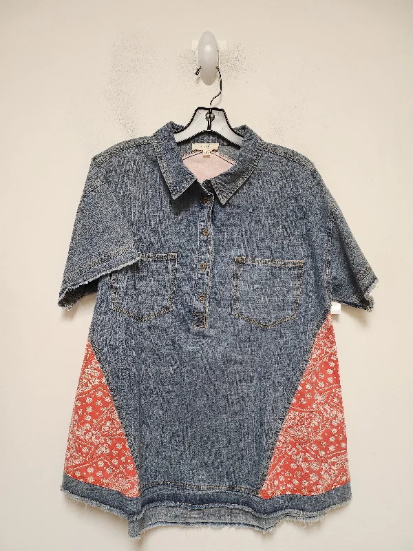 women's tops for those who want to wear pieces that are both functional and fashionableTop Short Sleeve By Easel In Blue Denim, Size: M