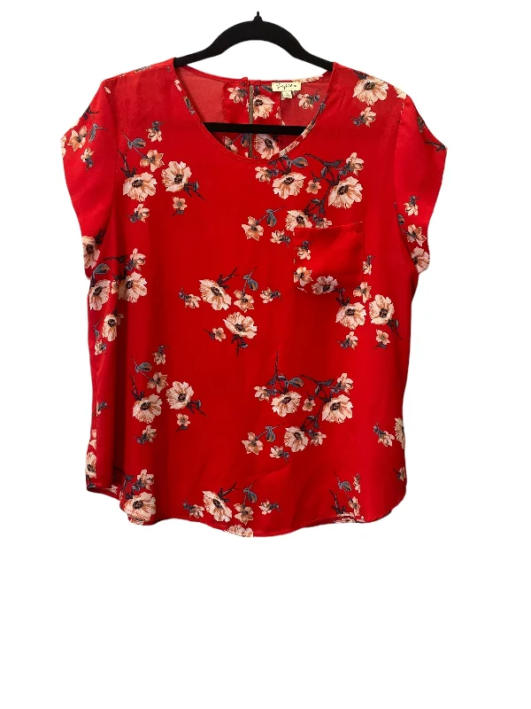 women's tops for business casual attireTop Short Sleeve By Lily White In Red, Size: Xl