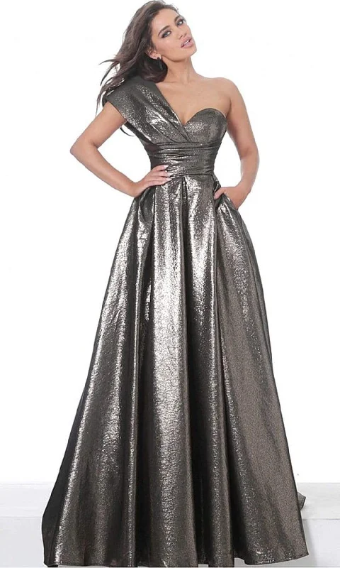 women's retro dressesJovani 04170SC - One Shoulder Metallic Evening Gown