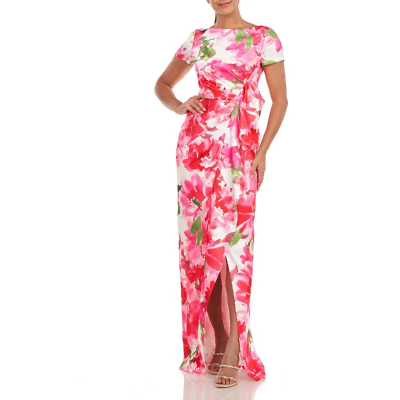 Casual Chic DressKay Unger New York Womens Floral Pleated Evening Dress