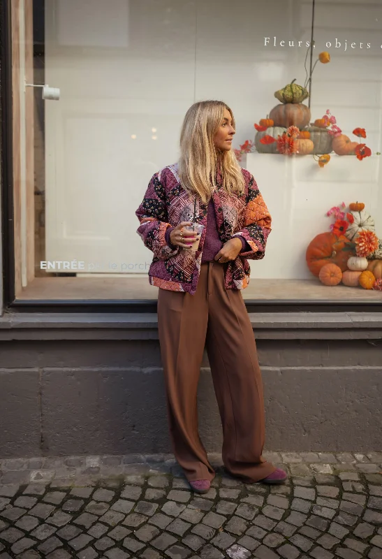 women's coats for apple-shaped bodiesVeste Elony - mauve et orange