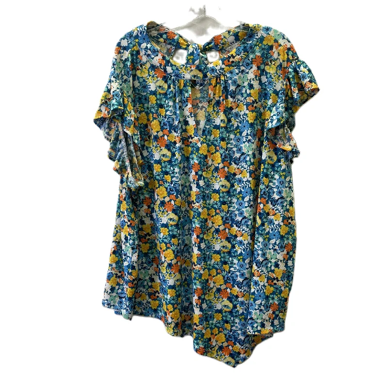 women's tops with geometric patternsTop Short Sleeve By Cato In Floral Print, Size: 3x