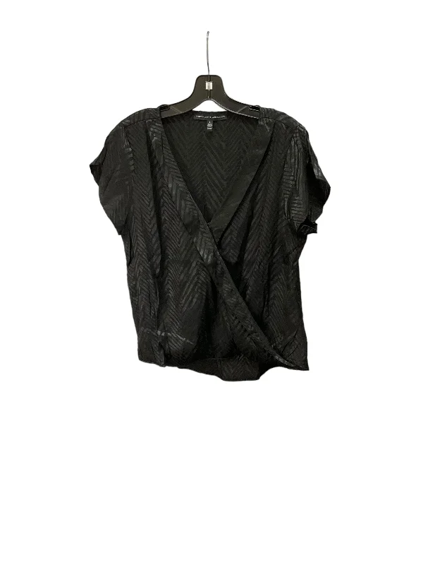 women's tops with sheer overlaysTop Short Sleeve By White House Black Market In Black, Size: L