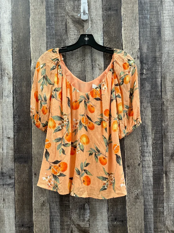 women's tops with cold-shoulder cutsTop Short Sleeve By Loft In Orange, Size: Xs