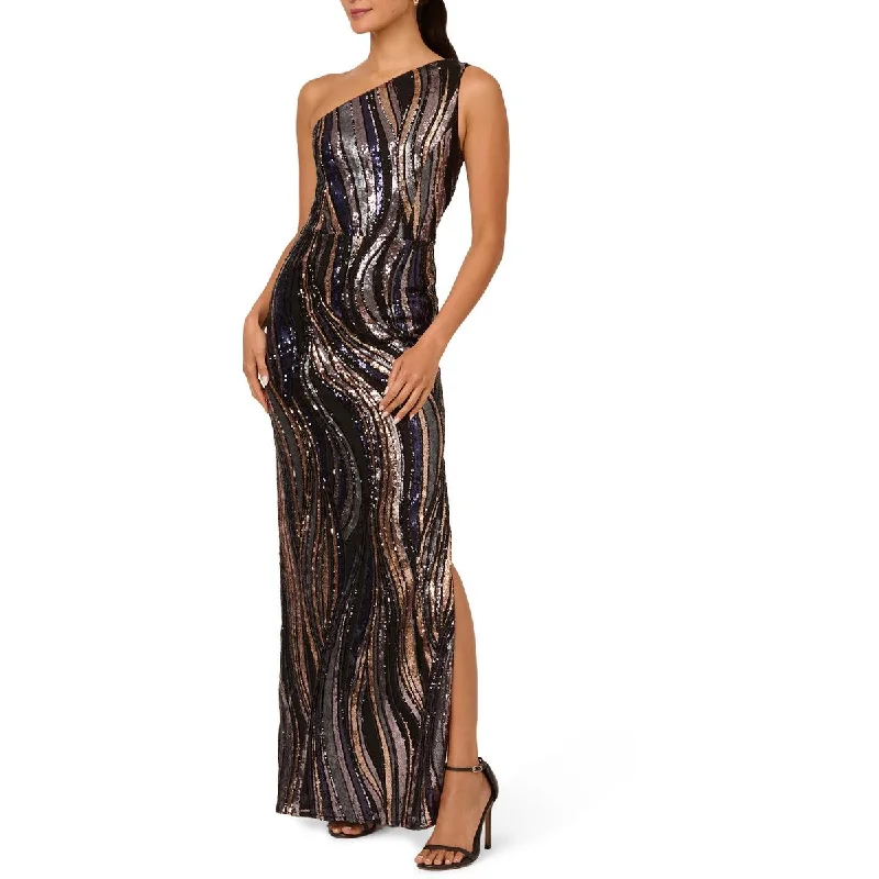 women's machine-washable dressesAdrianna Papell Womens Sequin One Shoulder Evening Dress