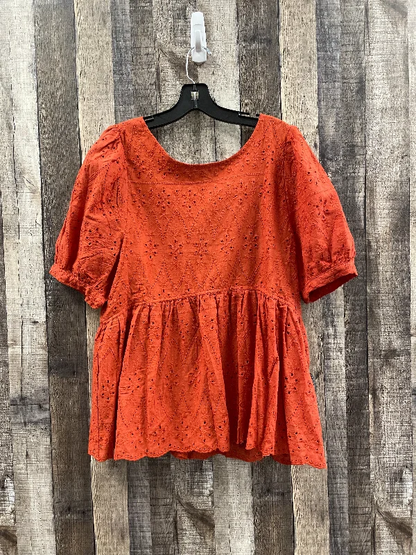 women's tops for picnics in the parkTop Short Sleeve By Cme In Orange, Size: M