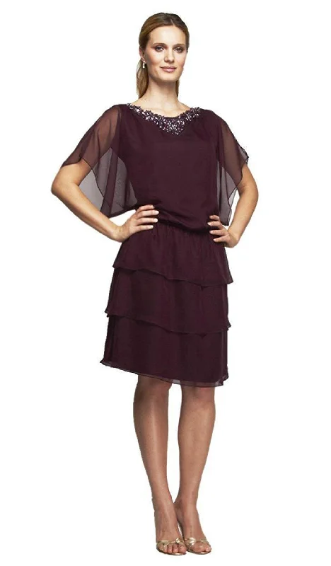 Peter Pan Collar DressAlex Evenings - Embellished Chiffon Tiered Sheath Dress 170569SC