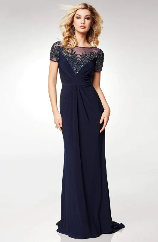 Bow-Tie DressClarisse - M6532 Short Sleeve Embellished Evening Gown