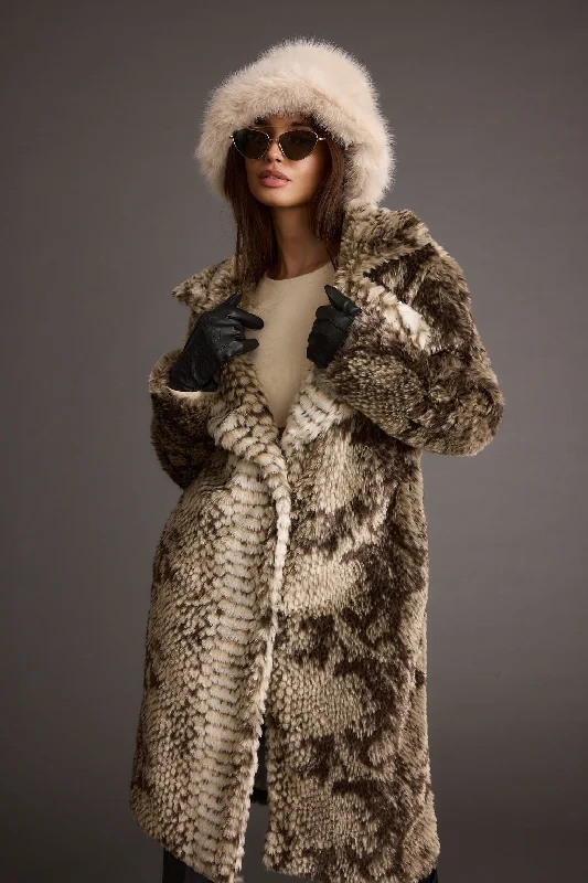 women's coats with hoodsVivienne Grey Snake Faux Fur Jacket