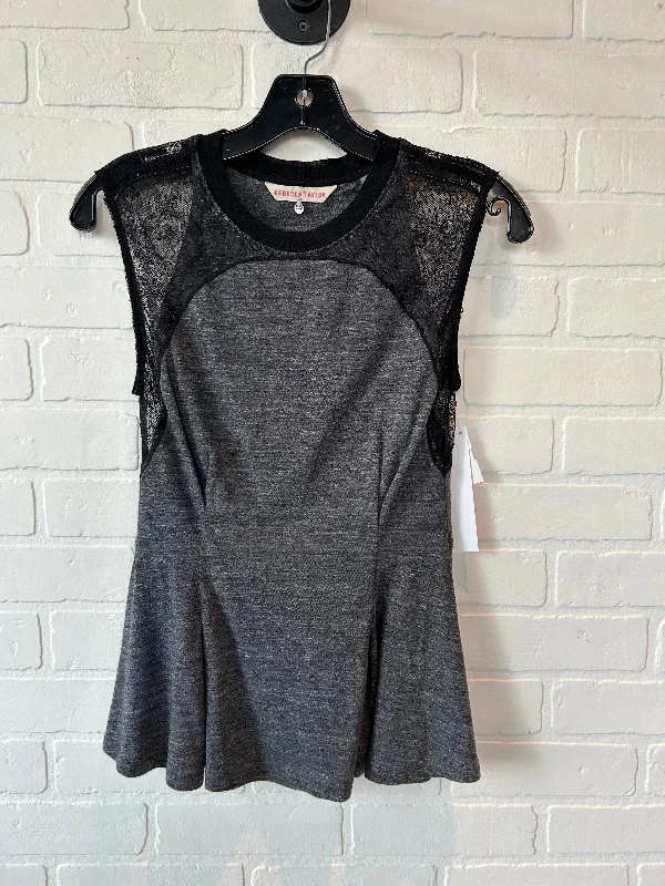 women's tops for those who love to experiment with fashionTop Short Sleeve By Rebecca Taylor In Black & Grey, Size: Xs