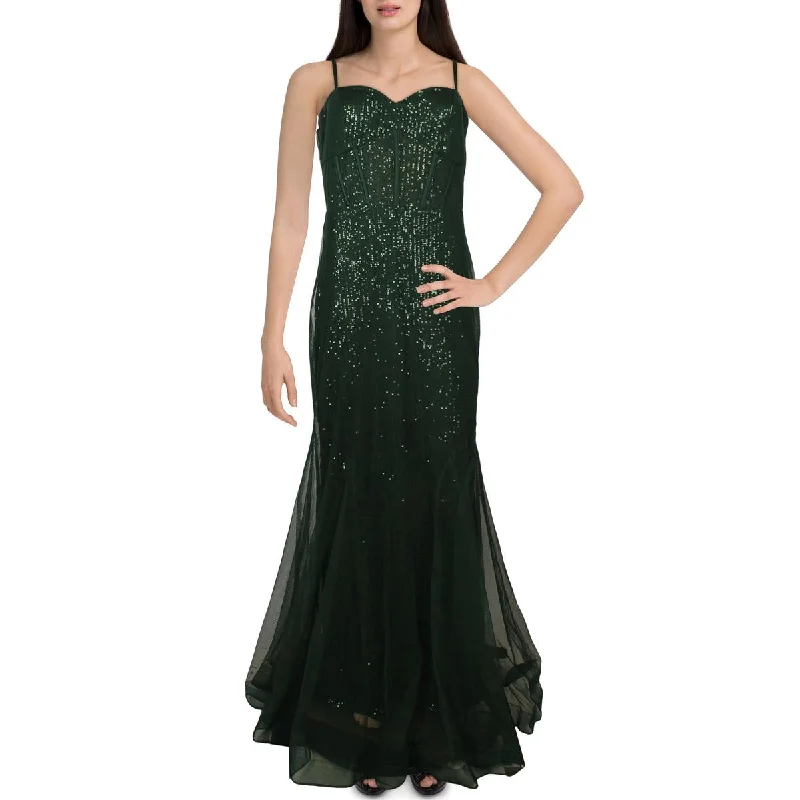 Petite DressXscape Womens Sequined Long Evening Dress