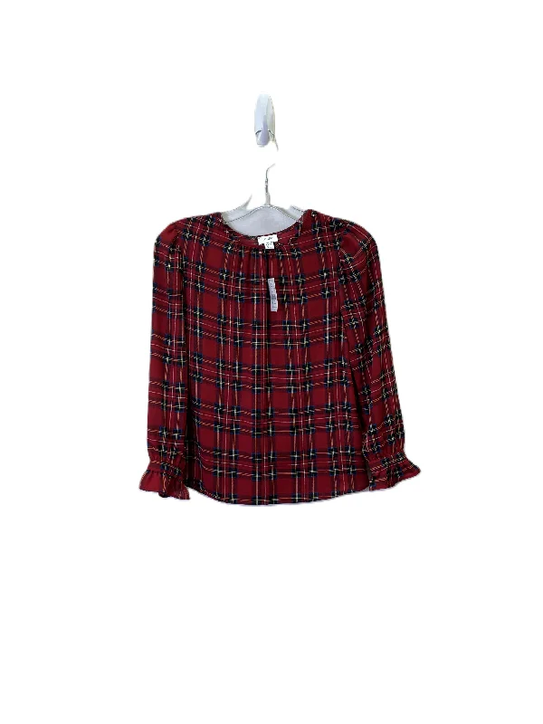 women's tops with ruffled hemsTop Long Sleeve By J. Crew In Red, Size: Xxsp